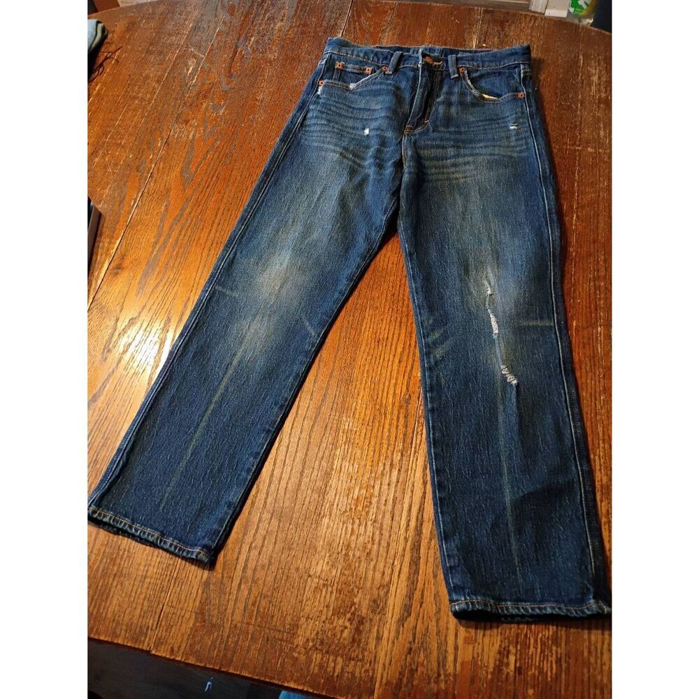 New Sz 6 Lucky Brand Authentic Straight Mid Rise Crop Distressed Denim Blue Jean